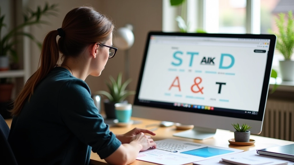 Modernes Typografie-Design-Studio mit Designerin am Computer